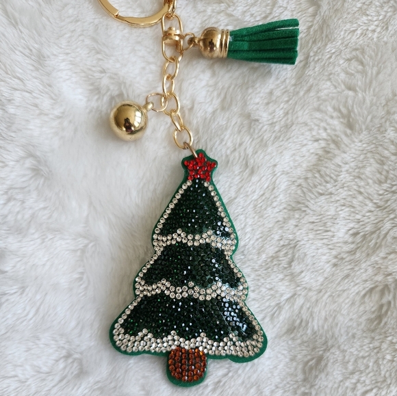 Christmas Tree Keychain with Gold Accents - Picture 2 of 3
